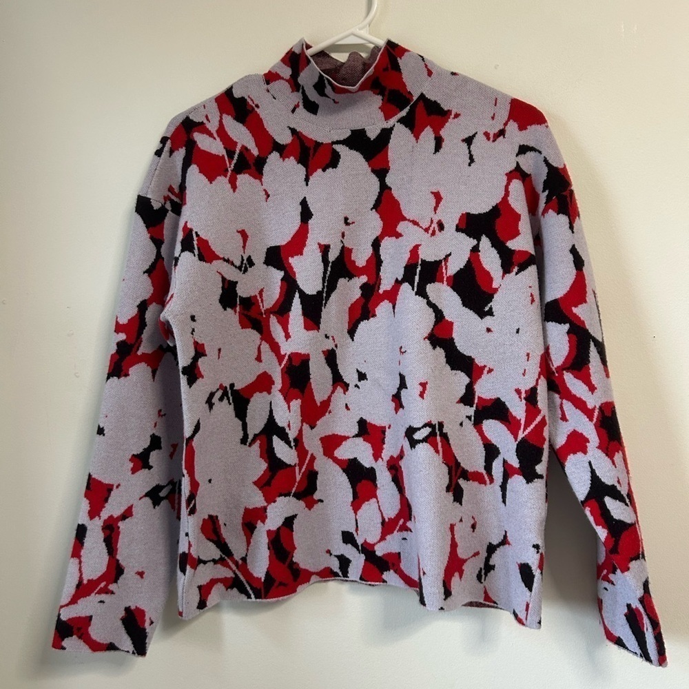 Anthropologie Lizzie Floral Mock Neck Sweater